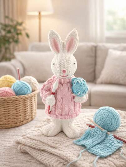 Graziosa statuina di coniglietto di Pasqua - Adorabile coniglio che tiene una carota, un cesto, fiori freschi e uova di Pasqua - Perfetto per casa, ufficio, decorazione primaverile, statua di coniglio di Pasqua, statuina da collezione di coniglio, regalo di Pasqua, decorazione primaverile, decorazione per le vacanze