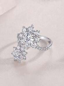 925纯银莫桑石戒指，女士款，低过敏性，高端订婚/结婚戒指，情人节/生日礼物，防氧化礼盒包装 - 戒指 - 查看 8