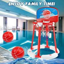 1 Set Floating Pool Basketball Game, Inflatable Water Basketball Hoop With 2 Balls And Air Pump, Blue/Red - Perfect Gift For Halloween, Christmas, Thanksgiving And Children's Day - Multicolor - View 6
