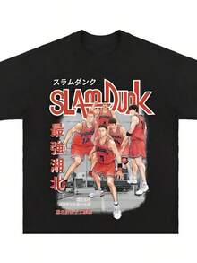 Anime SlamS DunkS T Shirt Men Men Cotton Tees Basketball Short SLeesve High Quality Brand T-Shirt Men Summer Tops Streetwear Size S-5xl - màu đen - Xem 1
