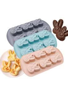 1pc Creative 6-Cavity Rabbit Shaped Cake Mold, Cartoon Cute Ice Cream Pudding Jelly Mold Silicone Baking Tool, Steaming & Baking , Easy To Clean, Suitable For Easter, Children's Day, Birthday Party, Parent-Child DIY Baking, Wedding Favors - Multicolor - View 1