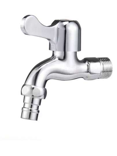 1个四通加厚快接式不锈钢水龙头，带起泡喷嘴，适用于洗衣机、厨房和浴室，陶瓷阀芯，单冷水龙头，可用于户外花园