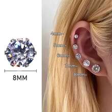 Magnetic No-Pierce Stud Earrings For Women Men Y2K Vintage Crystal  Punk  Magnet Clip Earrings Non Piercing Jewelry Decor - A-03 - 查看 8