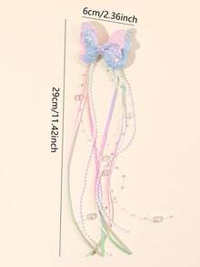 2pcs Shiny Butterfly Tassel Hair Clips, Ombre Butterfly Hair Clips, Cute Hair Accessories For Daily Wear & Weddings, Suitable For Teenagers - Multicolor - View 8