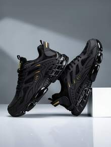 男士气垫系带运动鞋 - 运动鞋 - 缓震透气 - 跑步、篮球、健身 - 黑色 - 查看 3