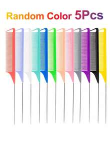 WANMEI 1/7pcs Professional Tail Comb Set, Including Tail Comb, Parting Comb, Stainless Steel Tail Comb, Anti-Static Hair Comb, Braiding Comb, Fine-Tooth Tail Comb, Highlighting Comb, Multi-Functional, Suitable For Normal Hair, Candy Color Series, Ideal For Bridal, Barbershop, Salon And Home Use. - Multicolor - View 25