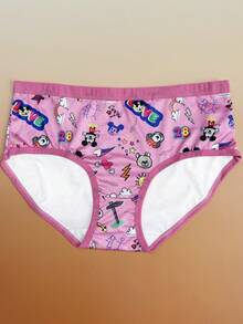 5pcs Women's Disney IP Authorized Minnie Mouse & Mickey Mouse Cartoon Print Panties, Sexy Printed Briefs, Low Waist Underwear - Multicolor - View 4