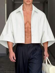 INCERUN Fashion Mens Buttons 3/4 Sleeve Casual Loose Blouse Summer Holiday Party Shirt Short Tops - trắng - Xem 1