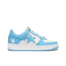 A BATHING APE Bape Lace-Up Metal Eyelet Casual Sneakers, Suitable For Home Wear, All Seasons - White and Blue - View 2