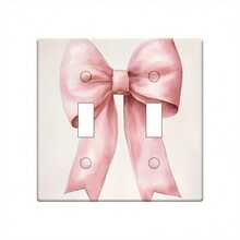 1pc Pink Bow Decorative Switch Plate Cover | Easy /Adhesive Install | No Wiring/Tools Needed | Fits Single/Double Switches | Ideal For Home/Bathroom | Pastel Decor Compatible | Housewarming Gift Accent - Duplex 11cm*7.5cm - Xem 7