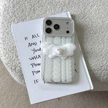 纯手工纯白亮片蕾丝翅膀创意手机壳，兼容 17 Pro Max、16 Pro Max、15 Pro、14、13，可爱时尚手机保护套 - 白色 - 查看 9