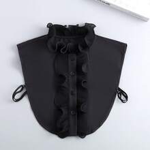 Women's Detachable Polyester Collar | White Lace Stand Collar Design With Ruffle Trim | Half Shirt False Collar For Casual And Formal Wear | Hand Washable, Smooth Texture | Great Accessory For Sweaters And Suits | Accessory | Polyester Collar - Multicolor - View 10