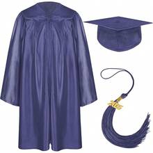 Graduation Cap And Gown Set With 2025 Charms Tassel Graduations Cap And Gown For    School -8348 - 亮海軍藍-a - 查看 1