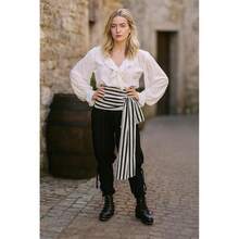 ThePirateDressing Pirate Medieval Renaissance Halloween Costume Large Sash,Black-White(1OO%CottonFabric) - 黑白(100%棉布) - 查看 3