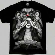 Speak No Evil Lowrider Homies Chicano Art David GonzalesT Shirt Back To School Halloween Vintage Shirts Graphic Tees Men - 黑色 - 查看 1