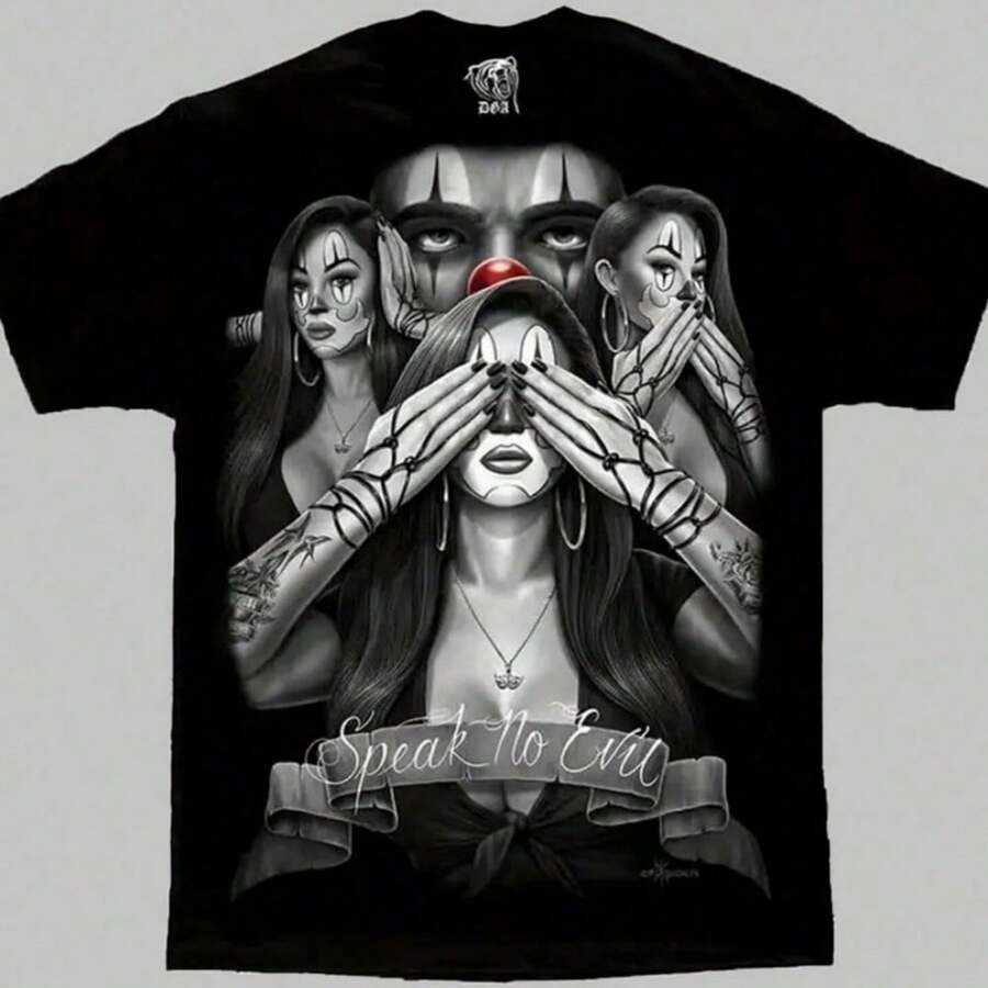 Speak No Evil Lowrider Homies Chicano Art David GonzalesT Shirt Back To School Halloween Vintage Shirts Graphic Tees Men - 黑色 - 查看 1