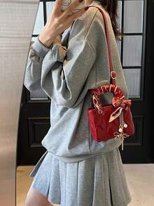 Dedoo Niche 高端 Dafei 女款包 2026 時尚奢華熱銷新款刺繡包，手提包、單肩包與斜挎包，適用於度假、旅行、通勤、送禮、派對、新娘包 - 紅色 - 查看 5