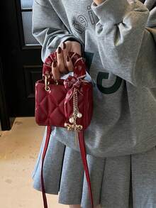 Dedoo Niche 高端 Dafei 女款包 2026 時尚奢華熱銷新款刺繡包，手提包、單肩包與斜挎包，適用於度假、旅行、通勤、送禮、派對、新娘包 - 紅色 - 查看 4