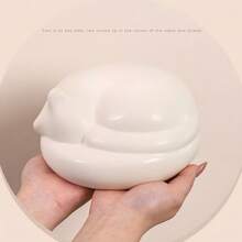 现代简约陶瓷宠物骨灰盒 - 猫狗纪念容器 - 白色 - 查看 6