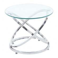 Home Entryway Table, Glass-Top Coffee Table, Minimalist Round Side Table, Sofa Side Table, Mini Reception Desk, Patio Tea Table, Bedside Table, Lamp Table, Plant Display Stand, Sturdy And Long-Lasting - Silver - View 11