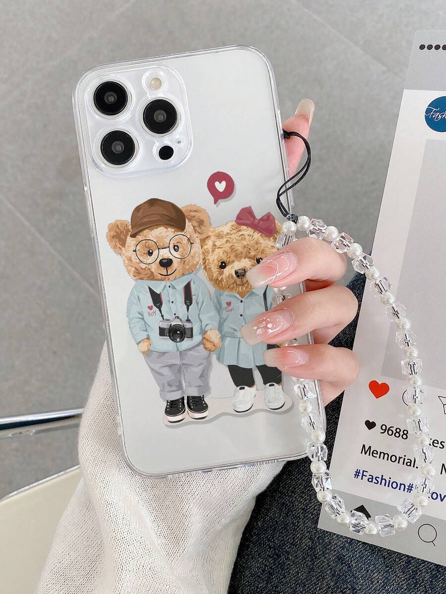1pc Detailed Painted Thick Shockproof Protective Phone Case With Handmade Beaded Bracelet Strap, Compatible With IPhone 16/16 Pro/16 Plus/16 Pro Max, 15 Pro Max, 13, P14, P11, XS, XR, 7/8, P, 7/8 Plus, S2, A50, A12, A32, A52, A72, A51, A21S, A13, A14, S22 Ultra, S23, A33, A53, S20 FE, Redmi 11, 12 Pro, 12/12X, Note 11, 9A, 9C, Poco X3 NFC, Redmi 10, 9, Note 9, 12C, Note 11 Pro, Redmi 10C, Note 8 Pro - Multicolor - View 1