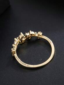 1pc Leaf Element Natural Affinity Women's Ring With Zirconia Stone, - Ring - View 6