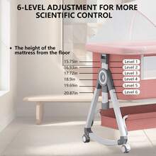 5 In 1 Baby Bassinet Bedside Sleeper, Convertible Baby Crib With Rocking Mode, Wheels And Adjustable Height, Foldable Bassinet With Breathable Mesh, Comfy Mattress, Storage Basket And Removable Mosquito Net - Pink - View 3