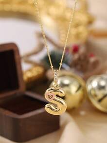 1pc Stylish And Simple Women's Necklace With 26 Letter Pendant (A-Z Capital Letters). Suitable For Everyday Wear, Unisex, And As A Gift For Friends. - Multicolor - View 24