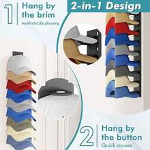 1pc Acrylic Hat Rack, Wall-Mounted Hat Holder, Strong Adhesive, Space-Saving, Sturdy Design, For Baseball Cap Storage And Display - Multicolor - View 8