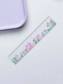 1pc Transparent Plant Ruler, Floral Ruler, Acrylic Ruler, 5.91 Inches, With Centimeter Scale, Suitable For School And Office Needs!