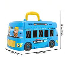 1 Set Handheld Bus Storage Playset, Includes Track & 3 Alloy Cars, Educational Preschool Toy For 3-6 Years Old Children - 2 Color Options [Car Model Colors Randomly Assorted] - Storage Bus + 3 Vehicles - View 4