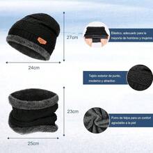 Gorra y Bufanda Set Invierno 5 en 1, Gorros con Tejido de Punto, Guantes para Pantalla Tactiles, Clida bufanda forrada y Calcetines*2, para Clima Fro Actividad al Aire Libre Esquiar Ciclismo, Unisex - Negro - Ver 5