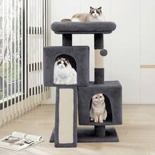 Cat Tree, 34 Inch Cat Tree Tower With 2 Cat Condo, Cat Tower With Scratching Post & Sisal-Covered Scratching Board, Cat Climbing Tower, Cat Tree For Indoor Cats - Dark Grey - View 2