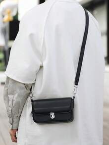 peach tree Men's Box Bag, Crossbody Bag, Shoulder Bag, Small Square Bag, Flap Cover, Business PU Waterproof Wallet Valentine'S Day Phone Bag - Multicolor - View 8