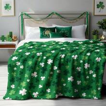 Horaldaily St. Patrick's Day Flannel Blanket Throw, Spring Shamrock Green Leaves Soft Fuzzy Plush Cozy Fleece Blankets For Couch Sofa Bed Lounging, Ideal Gifts For S Adults Self, 50x60,As Valentine's Gifts Birthday Gifts, Family, Wedding, Souvenir Blankets, Polyester Blankets Suitable For All Seasons, Washable, Machine Washable, Lightweight, Breathable, Comfortable, Warm, Unique, 280gsm For Him, Her Personalized Ideal Gifts For Her, Him, Family, Friend, Friend, Father, Family, Mother, Lover, Daughter, Son, Grandfather, Grandmother, Friend, Classmate, Pet. Perfect Nap, Camping, Travel, Home, Daily Life, Office Decoration, Birthday, Anniversary, Valentine's Day, Thanksgiving, Christmas, Halloween, Mother's Day, Father's Day, Wedding, New Year Gifts ,Sofa,Bed,Car,Bedroom,Living Room,Office, Outdoor Camping, Beach,Wall Decoration - 彩色 - 查看 7
