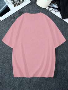 Y2K Anime Eye Print Oversized T-Shirt, Loose Fit, Premium Soft Fabric, Summer/Spring - 淺粉色 - 查看 2