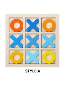1pc High Quality Wooden 9-Grid XO Tic Tac Toe Board Game, Trains Logic Thinking, Birthday/Christmas/Halloween Gift, Perfect Present