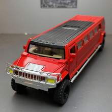 1:32 H2 加长版合金车模，商务车模型，适合收藏和展示 - 紅色 - 查看 1