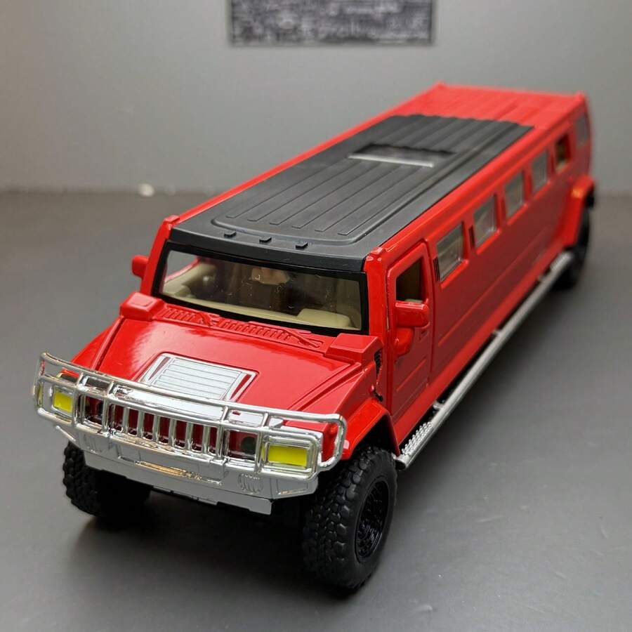 1:32 H2 加长版合金车模，商务车模型，适合收藏和展示 - 紅色 - 查看 1