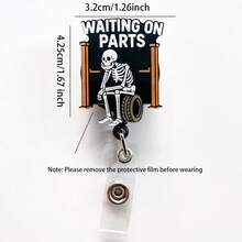 可伸缩D卡套卷轴，可爱卡通设计，护士医院胸牌套办公挂绳，1个装 - 黑色 - 查看 9