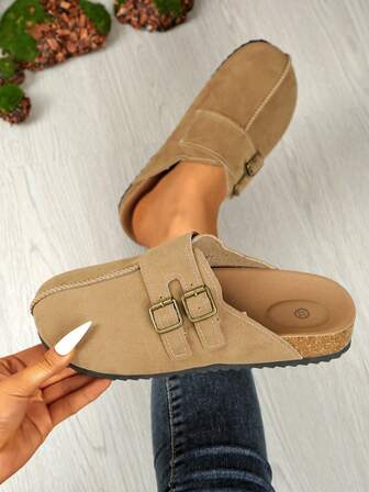 Mulas de moda casuales cómodas con punta redonda y suela gruesa para mujer, nuevas para primavera