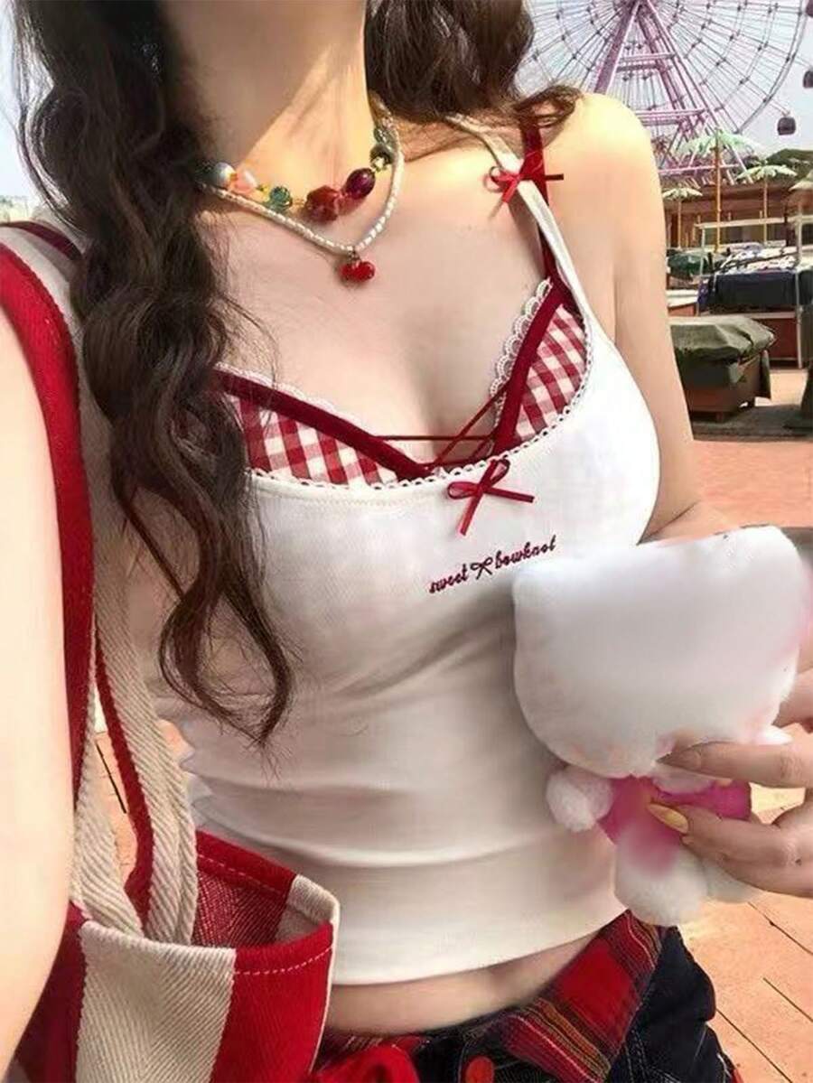 Sweet & Hot Girl Sleeveless Camisole Top, Sexy White Layering Cami Top For Summer, Cropped Sleeveless Shirt - White - View 1