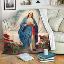 1 Piece Of Virgin Mary Religious Flannel Blanket, Soft And Suitable For All Seasons With Catholic Iconography Design, Adorned With Crown And Nativity Scene Motifs. Ideal For Bedding, Sofas, Travel, And Christmas Gifts. Lightweight Yet Warm, This Versatile Blanket Is Perfect For All Seasons. Featuring Modern Aesthetics And 2D Printing Technology, It's An Ideal Companion For Sofa Naps, Travel Camping, Home Decor, And Office Accents. Versatile Blanket For All Seasons/Perfect Gift, Combining Modern Aesthetics With 3D Printing Craftsmanship. Perfect For Naps, Camping, Travel, Home Decor, Daily Life, Office Accents, Birthdays, Anniversaries, Valentine's Day, Thanksgiving, Christmas, Halloween, Mother's Day, Father's Day, Weddings, New Year Gifts, Back-To-School Season, Graduation Presents, Sofas, Beds, Cars, Bedrooms, Living Rooms, Offices, Outdoor Camping, Beaches, And Wall Decor. Newly Expanded Themed Collections Cater To Diverse Styles And Occasions. - Nhiều màu 17 - Xem 3
