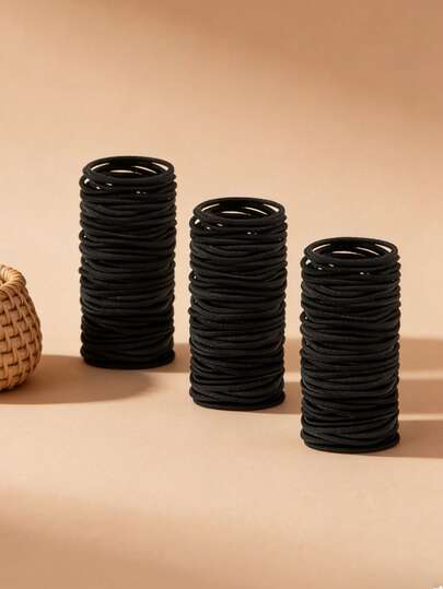 20pcs Black Hair Ties, Suitable For Thick Curly Hair, Can Be Used For Ponytail, Unisex