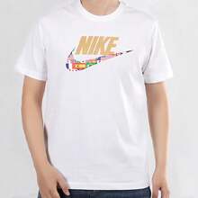 Nike Sportswear 经典旗帜标志印花复古美式风格短袖T恤，白色，男款 - 白色 - 查看 6