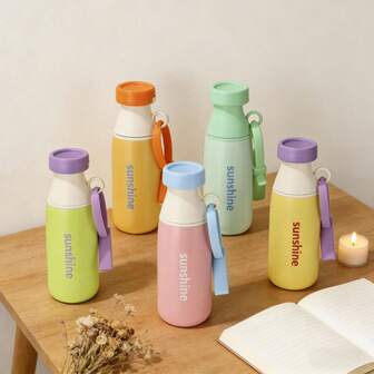 New Doba'an Small Straw Stainless Steel Insulated Cup, Cold Drink Cup, Large Capacity Milk Cup, Portable Stainless Steel Water Bottle, Straw Cup, Water Cup, Gift For Children And Classmates