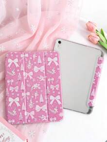 1 件装冬季雪花领结图案平板电脑保护套，适用于 iPad 10 代/11 代/10.2/10.5/Air4/Air5/10.9/Pro 11/Air 11 英寸 (M2)-2024/Pro 11 英寸 (M4)-2024/iPad Air 11 英寸 (M3) 2025/iPad (A16) 11 英寸第 11 代 2025、Mini 6/Mini 7/Air1/Air2/9.7、Tab A8 10.5 英寸 2022，包含笔槽、三折支架、磁吸式睡眠/唤醒功能，简约/创意/独特/趣味/可爱/小众设计 - 彩色 - 查看 1