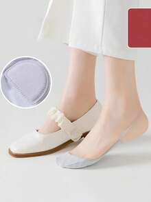 5双装女士透气短袜，夏季超短薄船袜，适合搭配高跟鞋，隐形袜 - 彩色 - 查看 7