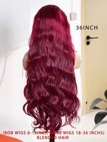 10-36 Inch 180% Density Wear And Go Glueless Wigs Human Blended Hair Pre Plucked Pre Cut 13x4 HD Lace Wigs Body Wave Lace Front Wigs Human Blended Hair For Women 180% Density 99J Burgundy - S99J/BUG - View 5