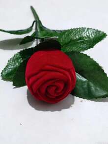 1pc/2pcs Red Rose Engagement Ring Box Romantic Valentine's Jewelry Box Accessories Gift Box With Artificial Rose - Red - View 6